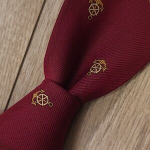 PAUL STUART Dark Red‎ Gold Nautical Theme Pattern Mens Silk Tie VTG 50s